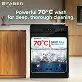 Faber 14 Place Settings Freestanding Dishwasher with 6 Washing Programs, Half Load, Electronic Push Button Control, Digital Display & Natural Drying, Black – FFSD 6PR 14S BK Digital