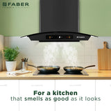 Faber Zeal BLDC 60 cm Filterless Kitchen Chimney with 1500 m³/hr Suction, Heat Auto-Clean & Touch/Gesture Control – HOOD ZEAL BLDC HC SC FL BK IN 60