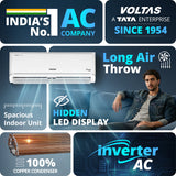 Voltas Split Inverter Air Conditioner, 1.5 Ton,3 Star - 183INV Vectra Zen Silver