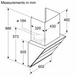 Bosch Series 4 60cm Wall-Mounted Chimney | 750 m³/hr Suction | Matt Black Finish | 64 dB Noise Level | Stainless Steel & Glass Body - DWKA68G60I