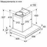 Bosch Series 4 60cm Wall-Mounted Chimney | 700 m³/hr Suction | Matt Black Finish | 67 dB Noise Level | Built-In Design - DWBA68J60I