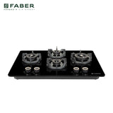 Faber 75 cm 4 Burner Built-in Gas Hob with Brass Burners, Auto Ignition, Flame Failure Device & 8 mm Matt Finish Glass – HOB EXPERIA HT 754 ALU AI FFD