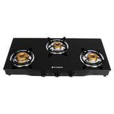 Faber Jumbo 3 Brass Burner Cooktop | 1 Jumbo, 1 Medium, 1 Small | Drip Tray | Toughened Glass | Manual Ignition | Ergonomic Knobs | Anti-Leak Tech | Powder Coated Frame | Jumbo 3BB BK