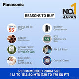 Panasonic 1.5 Ton 3 Star Hot & Cold Inverter Split AC (Higher Airflow, -7~55 Deg. C Operation, Copper Condenser, 7in1 Convertible, 2-Way Swing, PM 0.1 Filter, CS/CU-EZ18BKYF, White)