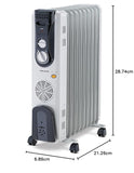 Morphy Richards OFR 09F 2400W Oil Filled Radiator Room Heater | 9 Fin | PTC Fan Heater | Adjustable Thermostat | Overheat Protection | Castor Wheels | Silent Operation | 2 Year Warranty | Grey