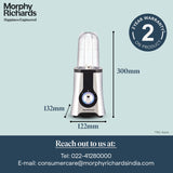 Morphy Richards 4-in-1 BlendMaster Table Blender 400W | Multifunctional: Grind, Crush, Chop & Extract |SS Blades | 4 Jars | 24,000 RPM High-Speed | 2-Speed + Pulse Mode | 2-Yr Warranty【Silver & Black】