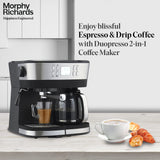 Morphy Richards DuoPresso 2-in-1 Coffee Maker|Drip & Espresso| 15 bar Pressure| Digital Display|Removable Drip Tray| Upto 10 cups* of Coffee| Keep Warm Tray| 2-Yr Warranty by Brand|Black