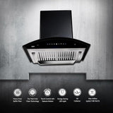 KAFF 60 CM Filter-less Auto Clean Curved Glass Kitchen Chimney, 1180 m3/hr Suction Capacity with Motion Sensor, Touch Control, Black Glass Front Panel (ROVER DHC 60, Black)