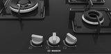 Bosch Series 4 60cm Gas Hob | 3 Burners | 4kW Wok Burner | Tempered Glass Surface | Flame Failure Safety Device | Cast Iron Pan Supports - PNC6B6B11I