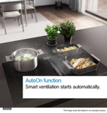 Bosch Series 6 Induction Hob with Integrated Ventilation 80 cm Frameless Black, 4 Cooking Zones, CombiZone & PowerBoost - PVQ811F15E