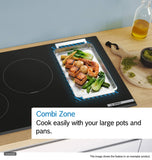 Bosch Series 6 Induction Hob with Integrated Ventilation 80 cm Frameless Black, 4 Cooking Zones, CombiZone & PowerBoost - PVQ811F15E