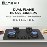 Faber 78 cm 4 Burner Built-in Gas Hob with Brass Burners, Auto Ignition & 8 mm Matt Finish – Hob Della HD784 CI AI