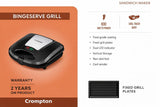 Bingeserve 800 Watts Grill Sandwich Maker | Fixed Grill Plates | Cool Touch Body | Non-Stick Food Grade Coating | Dual LED Indicator | 2 Years Warranty (Black) (BINGESERVE GRILL)