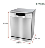 Faber 14 Place Settings Freestanding Dishwasher with 8 Washing Programs, Power Memory, LED Display, Natural Drying & 1–24 Hours Delay, Stainless Steel – FFSD 8PR 14S
