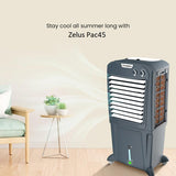 Crompton Zelus PAC45 45L Desert Air Cooler with 4-Way Air Deflection, Ice Chamber & Inverter Compatibility (Grey)