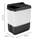 Lloyd 8 kg 5 Star Semi Automatic Top Load Washing Machine |1300 RPM | Detergent Storage Zone | 3 Wash Programs | Swift Dry | Magic Filter, (GLWS805AODDG, Dark Grey and White)