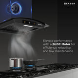 Faber Agile 75cm 1500m³/hr BLDC Autoclean Curved Shape Chimney | Built In Oil Collector | Touch & Gesture Control - Hood Agile BLDC FL HC SC BK IN 75