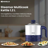 Havells Steamor 600W Multi-Cook Kettle 1.2L (GHBKTBJB060) – Blue