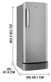 LG 210L Single Door Refrigerator with Base Stand Drawer, Smart Inverter Compressor, Direct Cool, Shiny Steel, 5 Star,(GLD2256ZAPZ)