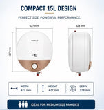 Havells Otto Prime 15L Storage Water Heater GHWVTTUMDW15 – Incoloy Heating Element, Feroglas Tank