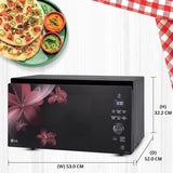 LG 32 L Charcoal Convection Microwave Oven with Charcoal Lighting Heater, 360° Motorised Rotisserie, Stainless Steel Cavity, Glass Touch & Dial Controls, Black Floral – MJEN326PK