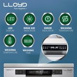 Havells-Lloyd Puro Hygiene+ with Auto Open Dry (GLDWF15PSA1TS, 15 Place Settings, 99% Germs Free with Sparkle Clean Technology, Infinity Drawer, Super Silent, Silver)
