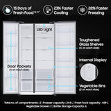 Samsung 653 L, 2 Star, Frost Free, Double Door, Convertible 5-in-1 Digital Inverter, Side By Side Refrigerator (RS76CG80X0S9HL, Silver, Refined Inox)
