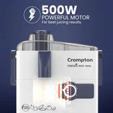 Crompton Fresh mix prima 500 W Juicer Mixer Grinder (ACGJMG-FRSHMX PRM | 2 Jars | White, Blue)