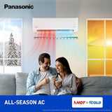 Panasonic 1.5 Ton 3 Star Hot & Cold Inverter Split AC (Higher Airflow, -7~55 Deg. C Operation, Copper Condenser, 7in1 Convertible, 2-Way Swing, PM 0.1 Filter, CS/CU-EZ18BKYF, White)