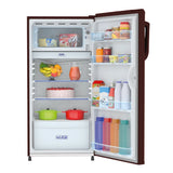 Haier 165L 1 Star Direct Cool Single Door Refrigerator | Wired Shelves | Large Veg Box | Fast Ice Making | Longer Cooling Retention | Easy Clean Back (HRD-1851BBRA-P, Red Mono)