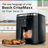 Bosch Crispmaxx Air Fryer 7.2L with baking tray, With Touch Panel,7 Presets menus,Illuminated Viewing Window, Shake Alarm,MAF671B5IN,Black