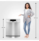 Faber 14 Place Settings Freestanding Dishwasher with 8 Washing Programs, Power Memory, LED Display, Natural Drying & 1–24 Hours Delay, Stainless Steel – FFSD 8PR 14S