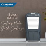 Crompton Zelus 28L Desert Air Cooler for Home | Large Ice Chamber, 4-Way Airflow & Honeycomb Pads