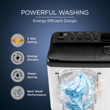 Lloyd 9 kg 5 Star Semi Automatic Top Load Washing Machine |1300 RPM | Detergent Storage Zone | 3 Wash Programs | Swift Dry | Magic Filter, (GLWS905AONDG, Dark Grey and White)