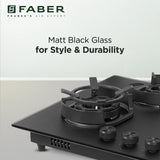 Faber 78 cm 4 Burner Built-in Gas Hob with Brass Burners, Auto Ignition & 8 mm Matt Finish – Hob Della HD784 CI AI
