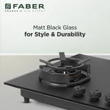 Faber 78 cm 3 Burner Built-in Gas Hob with Brass Burners, Auto Ignition & 8 mm Matt Finish Glass – Hob Della HD783 CI AI