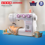 Usha Wonder Stitch Plus Automatic Sewing Machine without cover (420218572) – 23 Built-in Stitches, One-Step Buttonhole, Automatic Needle Threader, Free Arm, 860 SPM – White, Free Threads Of Joy Sewing Kit (Open box / without box)