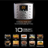Usha iChef 6 Litre Electric Pressure Cooker | 1000W | 10 Indian Preset Menu | Keep Warm Fuction | Delay Timer | Slow Cooker | Automatic Rice Cooker, Steamer & More (Stainless Steel)