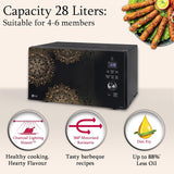 Stylista microwave oven cover compatible for LG 28 Liters Convection MJEN286UI, Dustproof, stainproof, Wipeable cover, Symmetric Pattern Beige