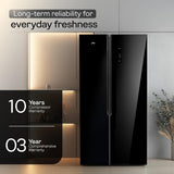 Godrej 600L 3Star | 1+2 Year Additional Warranty | Smart Convertible Zones | Toughened Glass Door | Frost Free Inverter Side By Side Refrigerator (2025 Model, RS EONVELVET 646C RIT OP BK, Opera Black)
