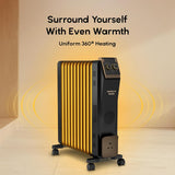 Havells 11 Fin Oil Filled Room Heater (OFR) | Advanced New U-Tech Fast Heating Fins with 10-Year Warranty | 2900W | ISI Approved | PTC Fan Heater | Inclined Control Panel | Black