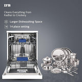 IFB 14 Place Settings with DeepClean® Technology Freestanding Dishwasher (Neptune FX14, White, 70° Hot Water Wash with Hygienic Steam Drying, Perfect for Indian Utensils)