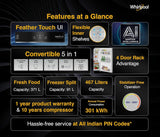 Whirlpool 467L 2star IntelliFresh Convertible Inverter Frost Free Double Door Refrigerator (IF INV CNV 515 ALPHA STEEL (21695))