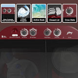 Godrej 10.5 Kg 5 Star Semi-Automatic Top Load Washing Machine With Toughened Glass Lid(WSEDGE JAZZ 105 5.0 DB3 M CSRD, Stainless Steel Drum, Drying at 1440 RPM Speed, Crystal Red)