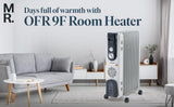 Morphy Richards OFR 09F 2400W Oil Filled Radiator Room Heater | 9 Fin | PTC Fan Heater | Adjustable Thermostat | Overheat Protection | Castor Wheels | Silent Operation | 2 Year Warranty | Grey