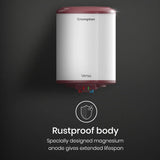 Crompton Versa ASWH-3525 25-Litre 5 Star Rated Storage Water Heater (Geyser) with Free Installation And Pipe (White),Wall 7 Year warranty on Tank