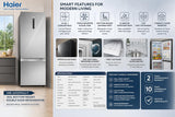 Haier 355L 2 Star Frost Free Bottom Mount Double Door Refrigerator | 14-in-1 Convertible | Triple Inverter & Dual Fan Technology | Mirror Glass Finish | HRB-4052PMGA-P