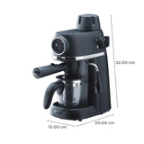 Europa 4 Cups Fully Automatic Coffee Maker (Makes Espresso, Milk Frothing Steam Nozzle with Thermo Dial, 350014, Black)