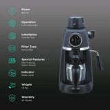 Europa 4 Cups Fully Automatic Coffee Maker (Makes Espresso, Milk Frothing Steam Nozzle with Thermo Dial, 350014, Black)