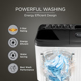 Lloyd 8 kg 5 Star Semi Automatic Top Load Washing Machine |1300 RPM | Detergent Storage Zone | 3 Wash Programs | Swift Dry | Magic Filter, (GLWS805AODDG, Dark Grey and White)